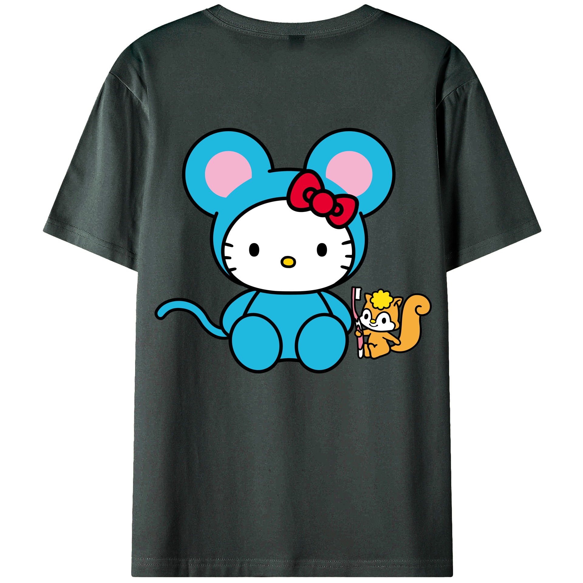 （画像用） Hello Kitty ハローキティ 綿100％ メンズ半袖Tシャツ（バックプリント） 通気性